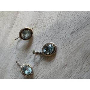 Silpada 925 Blue Topaz oval pendant and earrings
